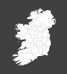 Vector map country Ireland divided on regions