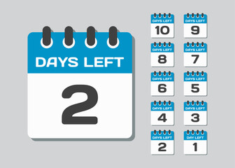 Countdown daily page calendar icon - 2 days left