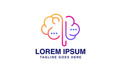 creative brain outline premium logo