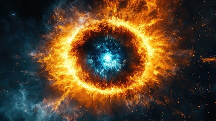 Fototapeta premium Cosmic ring of fire and ice; swirling energies in space; powerful explosion. Possible use for science fiction backdrop