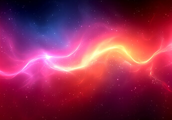 Red and purple gradient background with glowing waves, vector illustration, dark blue space, starry sky, pink glow, high-definition wallpape