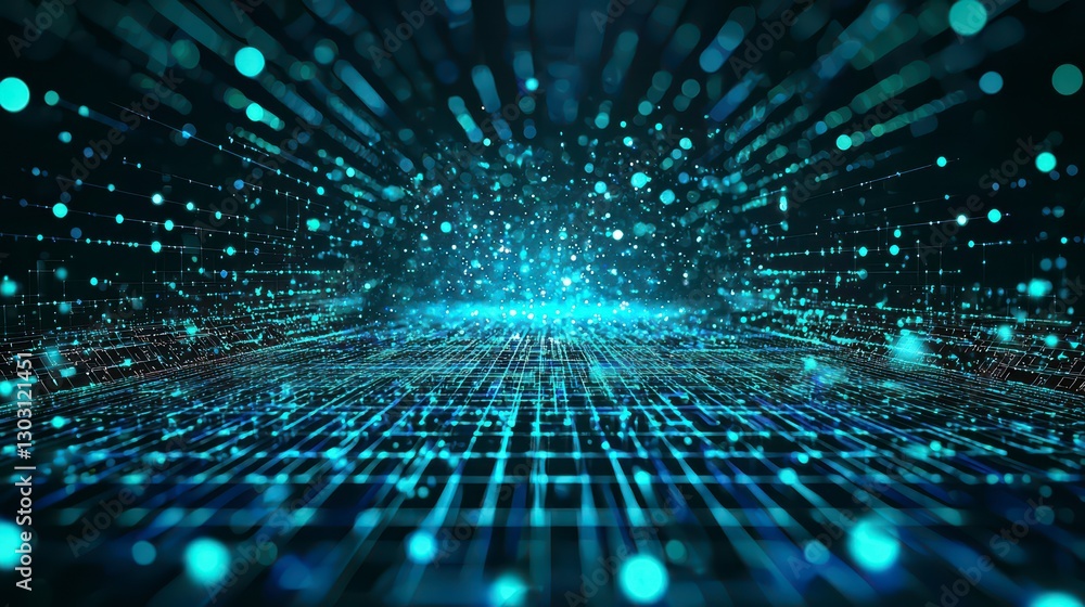 Poster digital matrix: an abstract, futuristic view of a digital matrix. featuring lines of data. evoking a