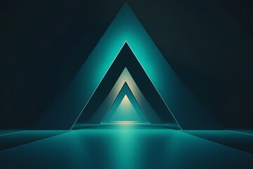 Glowing Teal Triangle Corridor