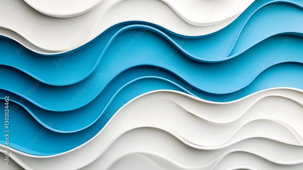 Poster captivating 3d abstract blue and white geometric wave pattern background for digital design and visu