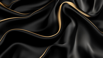 Fototapeta premium Abstract black background with gold accents and copy space
