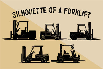 Forklift Silhouette Vector Bundle. Warehouse Forklift Silhouette illustrating Bundle.