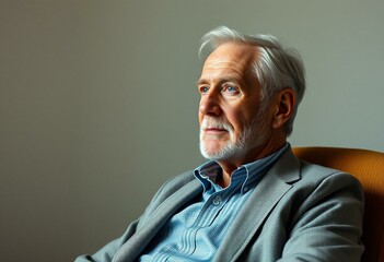 Fototapeta premium Contemplative senior gentleman in a classic setting