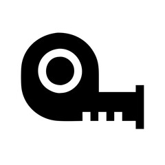 Measuring tape icon with solid design in minimalist style for DIY and construction

