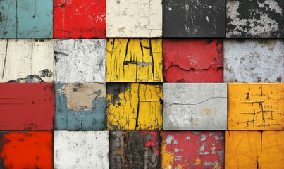 Colorful textured blocks with various colors and age.