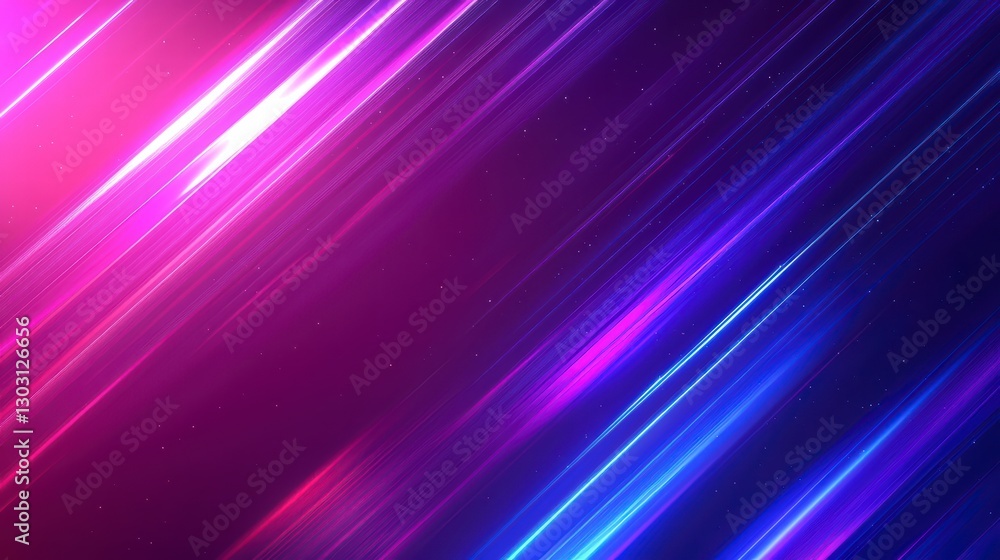 Poster electric neon lines: abstract composition with dynamic diagonal neon lines in vibrant pink and blue 