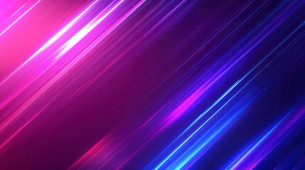 Fototapeta premium Electric Neon Lines: Abstract composition with dynamic diagonal neon lines in vibrant pink and blue colors, creating a sense of energy and futuristic aesthetic. 