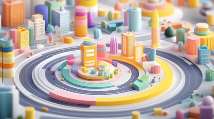 AI-driven business strategy, data forecasting, 3D illustration