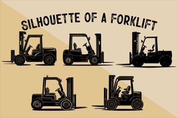 Forklift Silhouette Vector Bundle. Warehouse Forklift Silhouette illustrating Bundle.