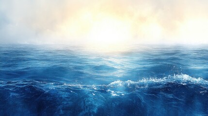 Fototapeta premium Peaceful ocean sunrise, tranquil water, serene scene, for use in nature or travel publications