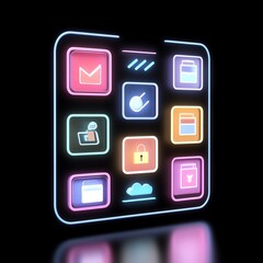 AI-powered search engine, futuristic browsing concept, 3D illustration