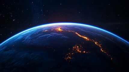 Fototapeta premium Earth from Space, Night Lights over Asia