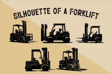 Forklift Silhouette Vector Bundle. Warehouse Forklift Silhouette illustrating Bundle.