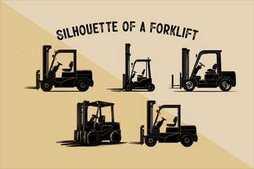 Forklift Silhouette Vector Bundle. Warehouse Forklift Silhouette illustrating Bundle.