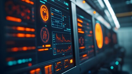 Obraz premium Futuristic Power Plant Digital Analytics on Screen with Advanced Technology and Monitoring System