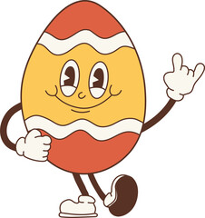 Groovy Easter egg with a colorful retro design, adding a funky touch to the holiday