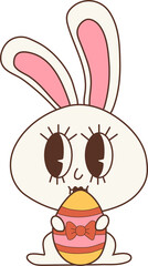 Fototapeta premium Happy Easter bunny hugging an egg, a cute and festive holiday character
