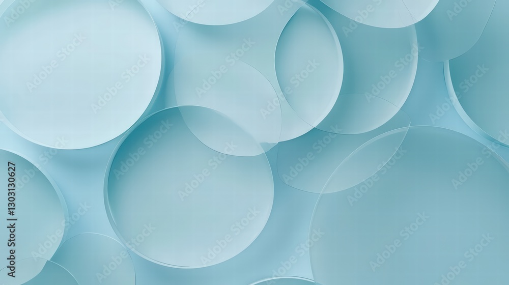 Poster abstract blue bubbles: close-up of a collection of light blue bubbles, overlapping and creating a se