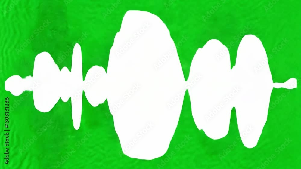 Poster audio waveform on green: a visual representation of sound waves displayed as a white waveform agains