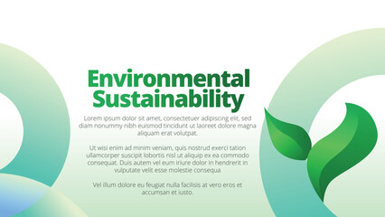 Environmental Sustainability concept. presentation templates corporate business annual report layout. abstract green leafs with line gradient clean look vector template 