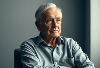 Fototapeta premium Contemplative senior gentleman portrait