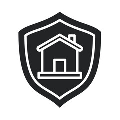 Home Protection Icon Glyph Style. Vector Illustration For Graphic Design