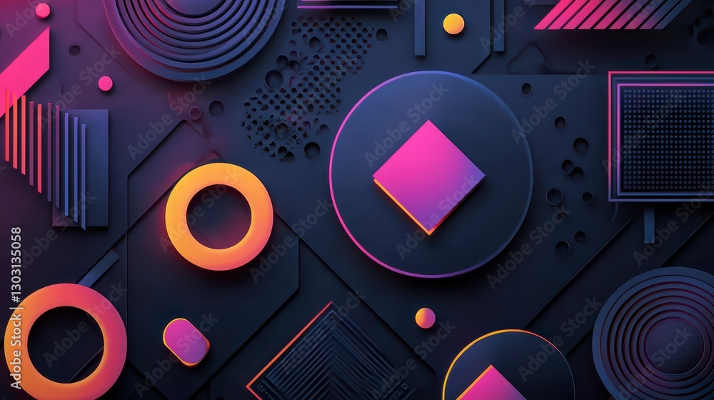 Poster abstract geometric composition: a vibrant abstract artwork showcasing an array of colorful geometric