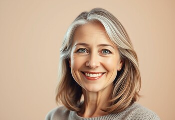Fototapeta premium Photorealistic portrait of a charming middle-aged woman