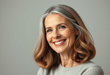 Naklejka premium Serene portrait of a charming middle-aged woman