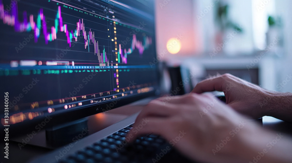 Aufkleber digital marketing campaign analysis on computer screen with graphs