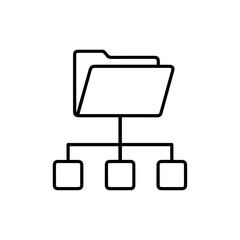 Folder Directory Icon – Line Design for Data Organization, Digital Files, and Storage Management