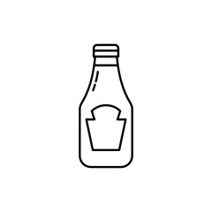 Ketchup Bottle Icon – Outline Design for Condiments, Sauces, and Food
