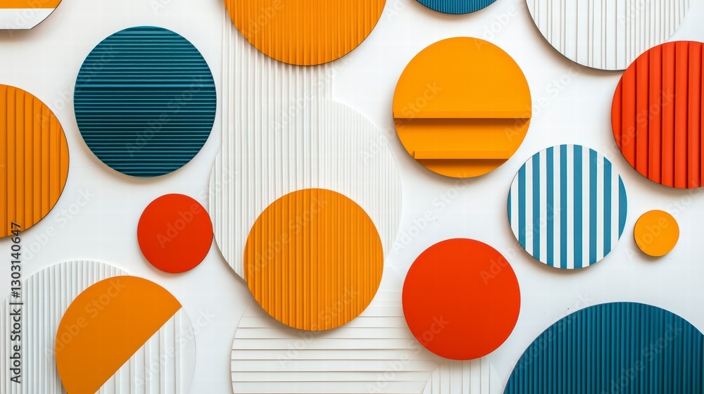 Poster geometric harmony: a vibrant and textured geometric composition of colorful circles, creating an eye