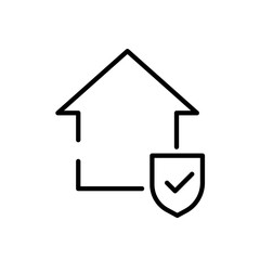 house with shield, home protection, insurance - vector icon