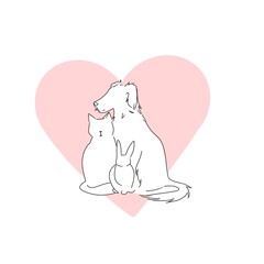 animals pets, cats dog bunny with a heart