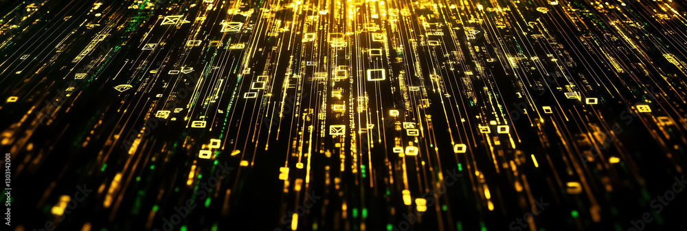Poster a mesmerizing digital matrix unfolds as vibrant symbols cascade downward, creating a captivating vis
