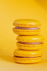 yellow macaroons on a yellow background