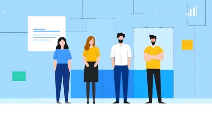 Successful Entrepreneurs Standing Together in a Teamwork Concept with Flat Design