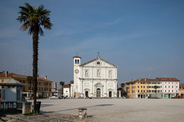 Palmanova, Italy: main square and church in the city center