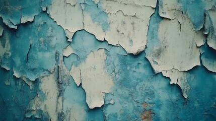 Obraz premium Peeling paint revealing blue wall texture.