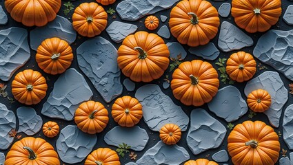 Fototapeta premium Pumpkin flagstone texture on abstract background design illustration 
