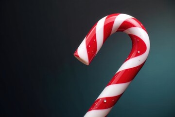 Striped candy cane, close-up, red and white swirls, white, winter background