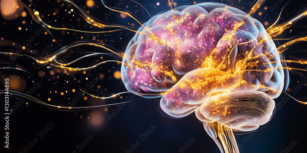 Poster delving into the vibrant world of abstract concepts, a neural network comes alive with flowing data 