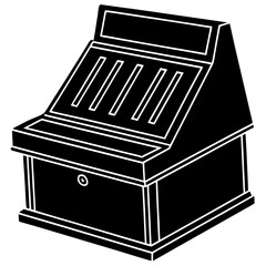 Wooden cash register counter silhouette vector illustration 