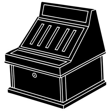 recommend clip art: Wooden cash register counter silhouette vector illustration 