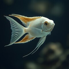 Elegant Glowing Angelfish Mid Swim in Tranquil Underwater Scene